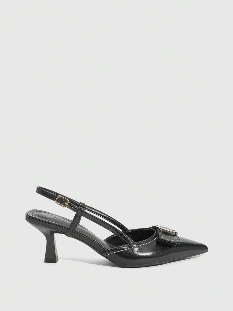 CUCCOO SZL Women's Pointed Toe High Heel Shoes With Metal Buckle Design, Sexy Elegant Leather Stilettos, Suitable For Formal Occasions, Parties, Dates, Afternoon Tea, And Daily Commute Valentine's Day