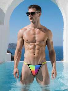 Manfinity KASUA Sunga Slim Fit Masculina com Bloco de Cores Degradê, Verão - Malva - Visão 3