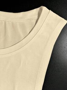 SHEIN 男士圆领无袖休闲夏季透气背心 - 杏色 - 查看 3