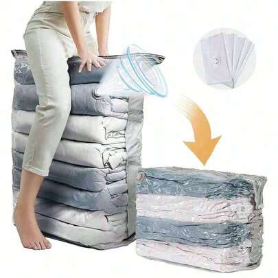 Space Saving Vacuum Storage Bag, Saving 80% Of Clothing Storage Space - Vacuum Sealed Bag, Suitable For Clothing, Bedding, Compression Sealing, Suitable For Wardrobe Storage - Equipped With An Air Pump, Convenient For Travel Storage, Can Also Be Used As A Makeup Bag, Can Store Lipstick, Makeup Brushes