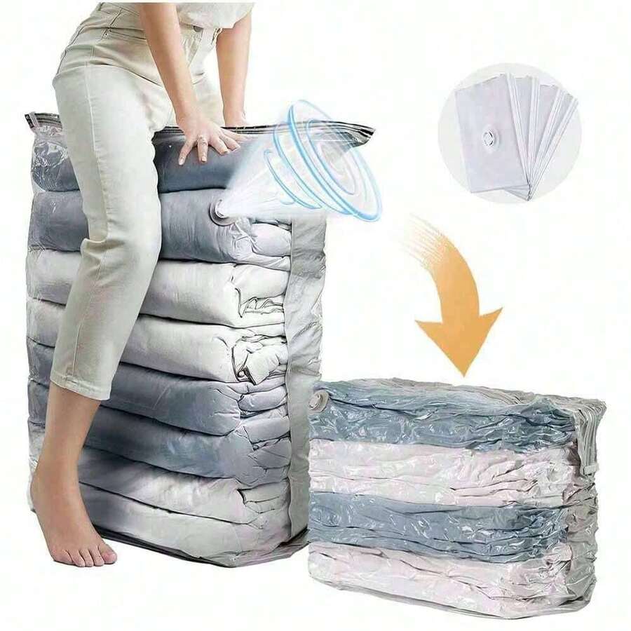 Space Saving Vacuum Storage Bag, Saving 80% Of Clothing Storage Space - Vacuum Sealed Bag, Suitable For Clothing, Bedding, Compression Sealing, Suitable For Wardrobe Storage - Equipped With An Air Pump, Convenient For Travel Storage, Can Also Be Used As A Makeup Bag, Can Store Lipstick, Makeup Brushes - Multicolor - View 1