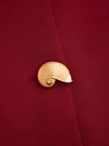 Sweetra Plus Size Metal Buckle Decor Waist Cinched Short Sleeve Jacket - Burgundy - View 10