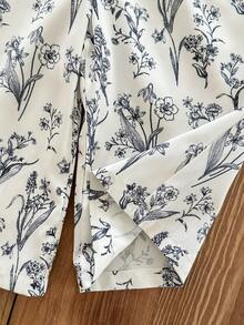 LMoss Kids Baby Girl Ditsy Floral Romper - Black and White - View 4