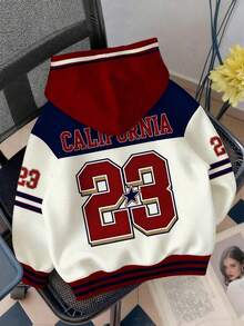 SHEIN EZwear 女士休闲街头风宽松卫衣，撞色设计，适合秋冬季穿着 - 彩色 - 查看 2