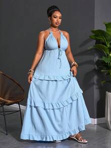 Slaydiva Hàng mới về mùa Xuân/Hè, Thích hợp cho tiệc sinh nhật, tựu trường, phong cách học đường, mặc hàng ngày, thường ngày, du lịch biển, đi biển, tắm nắng, thịnh hành, phong cách đường phố, thanh lịch, đi làm, công sở thường ngày, dự tiệc, đầm maxi hè màu xanh dương có dây buộc, đầm cỡ lớn xếp tầng nhiều lớp, đầm thời trang châu Phi màu xanh dương đi nghỉ mát, đầm maxi xanh nhạt, đầm cổ yếm xanh dương, đầm maxi xếp tầng, đầm dài màu xanh dương, đầm cổ yếm, đầm hè nữ, đầm maxi nhiều tầng, đầm xếp tầng không tay, đầm dài màu xanh nhạt. - Màu xanh lam - Xem 12