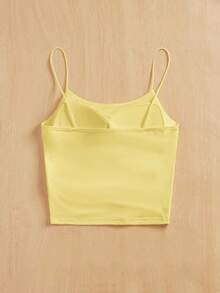SHEIN Essnce Women Tight-Fitting Round Neck Chest Pad Breathable Summer All-Match Camisole Women Tops Bra Free Top Yellow - Yellow - View 2