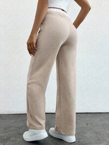 EURMUSE Drawstring Waist Pants - Beige - View 2