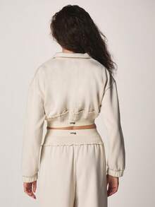 MISSGUIDED Ruched Cropped Hoodie With Long Sleeves And Elastic Waistband For Casual Fall Winter Streetwear - Apricot - View 3