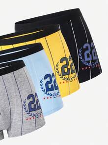 5条装青少年男童极简时尚电子游戏条纹印花透气纯棉柔软三角裤 - 彩色 - 查看 6