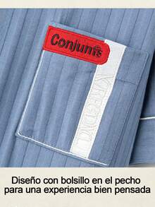 Pijama de Hombre Pijamas Navideñas Pijama Navideña Hombre Conjunto de 3 Piezas Tejido Suave para la Piel Estampado de Rayas Manga Corta y Pantalones Largo y Corto Color Azul Claro Estilo Sencillo y Cómodo Promueve el Sueño para Uso Hogareño Ideal como Regalos de Navidad Almacén Local, pijamas navideñas,pijama de hombre,pijama navideña hombre,Regalos de Navidad,Almacén local - Azul-rojo - Ver 6