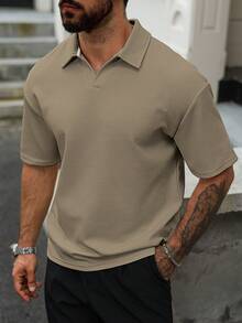 Manfinity CasualCool Áo Polo nam tay ngắn màu trơn, kiểu dáng lịch sự, thích hợp mặc mùa hè, áo polo nam, áo polo tay ngắn màu trơn, áo polo màu be. - Lạc đà - Xem 6