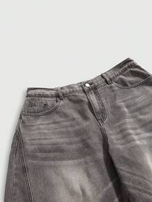 ROMWE Jeans anchos básicos de estilo vintage lavado punk de talla grande - Gris Oscuro - Ver 4