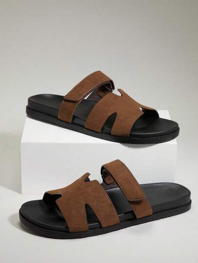 SHUZIA Men's Cutout Adjustable Band Comfortable Slide Sandals For Christmas