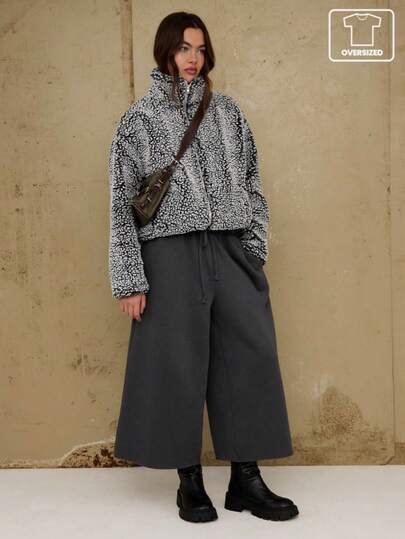 COUREZ 长袖超大号拉链羊羔绒外套