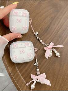 Pink Resin Butterfly Bluetooth Earphone Case Compatible With Apple 4/3/Pro/Pro 2, Anti-Drop Protective Cover With Cute Butterfly Pendant, Gift For Women Girls Girlfriend Valentine Christmas - Pink Butterfly - View 10