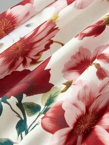 SHEIN MOD 女士碎花褶皱腰身优雅吊带迷你连衣裙 - 彩色 - 查看 7