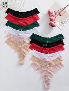 Snug Zone 12pcs/Pack Celana Dalam Wanita Nyaman dengan Hiasan Renda - MultiWarna - View 2