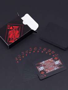 豪华扑克牌 - 防水 - 魔术和派对娱乐的理想之选，PVC材质更适合派对使用，创意玩具，卡牌和扑克系列，德州扑克 - 黑紅 - 查看 6