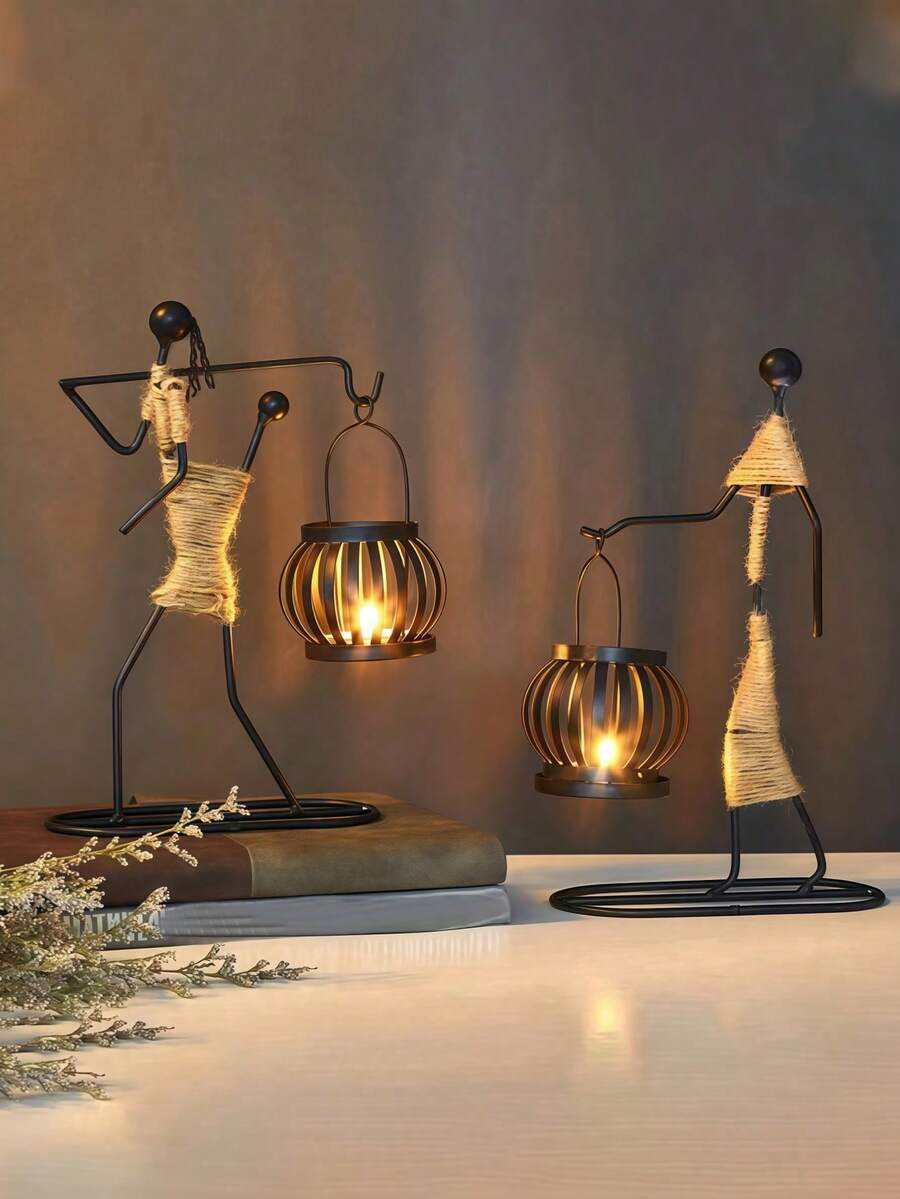 Chân nến phong cách Bắc Âu sáng tạo, làm từ gốm sứ và kim loại mài mòn, được chế tác thủ công độc đáo, trang trí mộc mạc cho bàn ăn, nhà hàng, phòng ngủ, đầu giường, tiệc cưới. - chân nến hình người - Xem 1