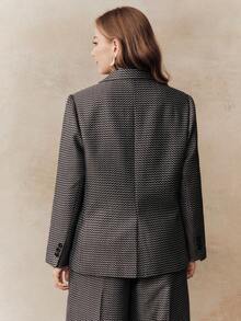 Anewsta 大码女式都市时尚复古条纹波浪纹理长袖翻领西装外套 女士套装 商务服装 - 彩色 - 查看 2