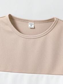SHEIN 2件套儿童/青少年男童休闲百搭舒适拼接圆领宽松无袖背心和短裤针织套装，适合学校、花园、海滩、生日、春夏穿着。 - 綠色 - 查看 3