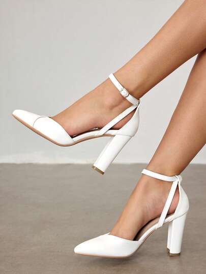 CUCCOO SZL Zapatos de tacón alto grueso con correa de tobillo y punta puntiaguda, estilo moda mujer en color nude, adecuados para trabajo, citas, fiestas, bodas y vacaciones en primavera, Semana Santa