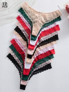 Snug Zone 12pcs/Pack Celana Dalam Wanita Nyaman dengan Hiasan Renda - MultiWarna - View 4