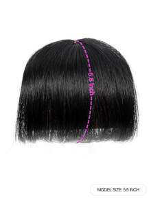 Bigger Size Human Hair Air Bangs Black Color Bangs Clip In Hair Extensions Beginner Friendly - Natural Black - View 2