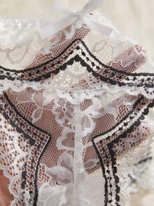 3pcs Women's Lace Floral Bow Hollow Out Design Panty Set - Multicolor - View 4