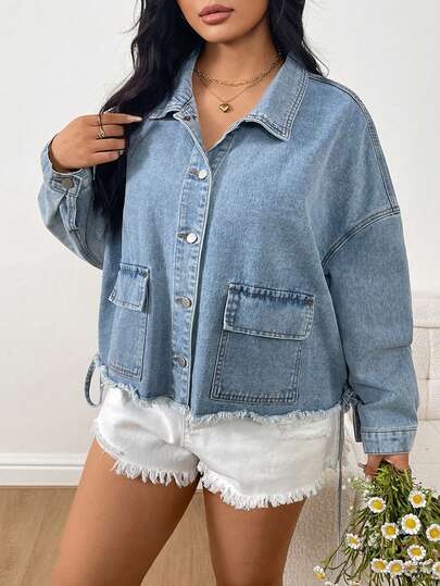 Sunnyshic 新款复古水洗宽松加大码牛仔外套