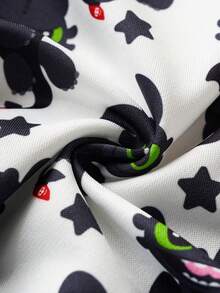 SHEIN How to Train Your Dragon 2pcs Baby Boy Casual Cute All-Over Print Crew Neck Sweatshirt And Sweatpants Set, Autumn - Black and White - View 6