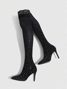 CUCCOO SZL Pointed Sexy Socks And Boots Are Suitable For Valentine's Day Dating Parties And Parties Valentine's Day - Black - View 1