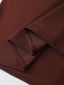 SHEIN Franclia 女士无袖连衣裙，简约办公装，后开衩，拉链闭合 - 棕色 - 查看 3