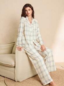 标准尺码女士英伦风翻领长袖连体裤，可作外套穿着 - 杏色 - 查看 6