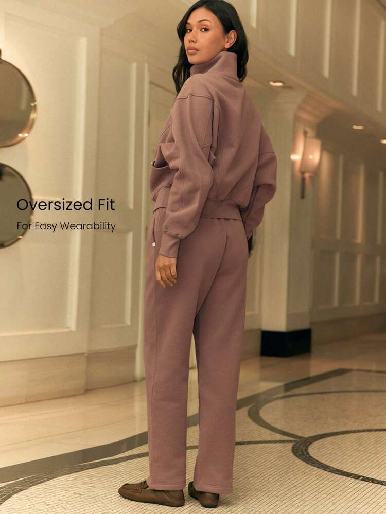 30インチ 日常着 フリース ワイドレッグ 調整可能な紐ウエスト ベーシック ジョガーズ スウェットパンツ サイドポケット付き カジュアル