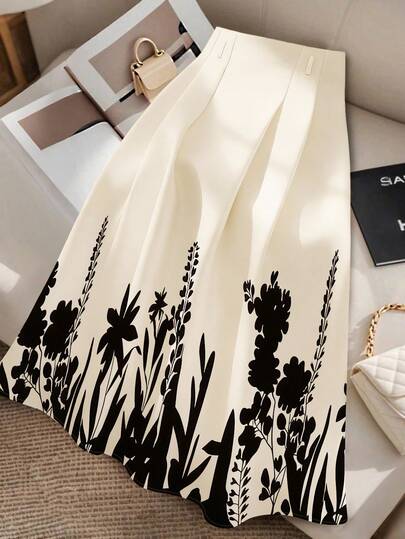 GlowEve CURVE Plus Size Women Elegant Printed A-Line Skirt