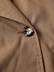 SHEIN MOD 女士休闲通勤背心裤套装 - 卡其色 - 查看 5