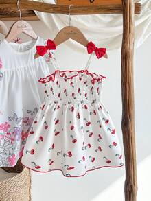 SHEIN Vintaside Kids Girls' Sleeveless Pleated Color Chiffon Dress, Personalized Princess Sweet Style, Medium Length, Suitable For Vacation And Gatherings - White - View 3