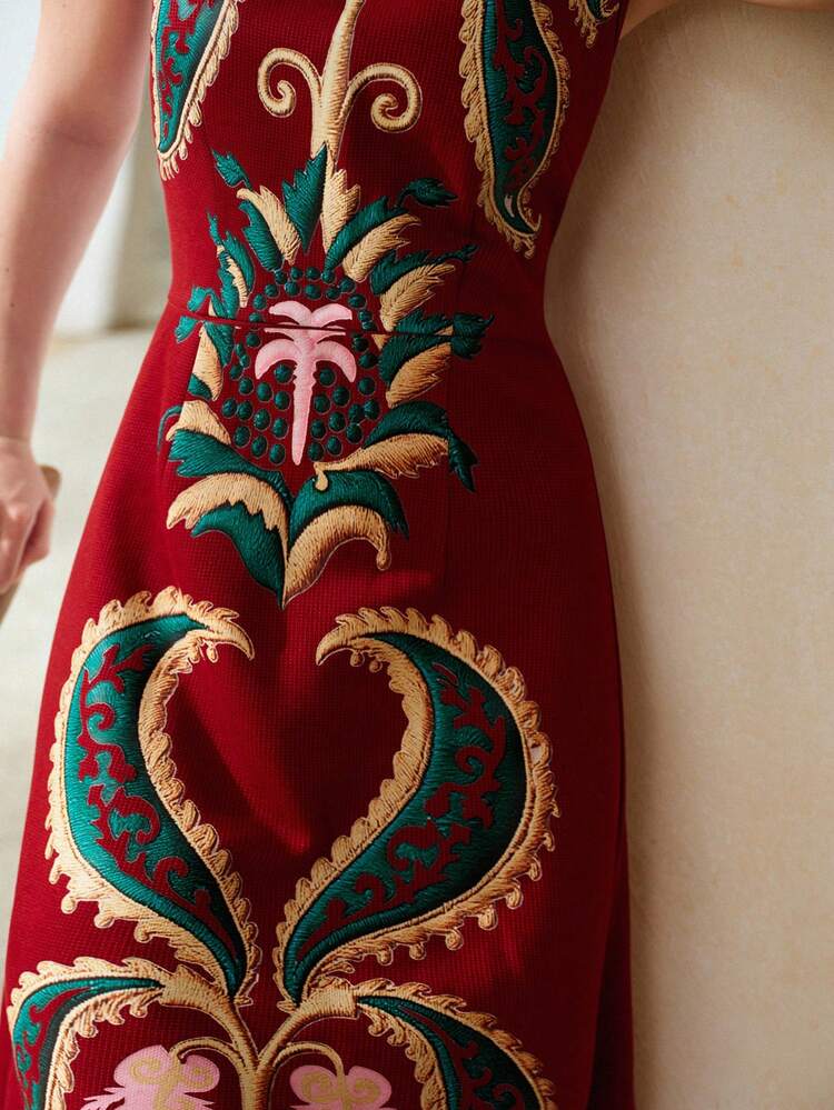 WOMEN'S VACATION FLORAL EMBROIDERY DRESS