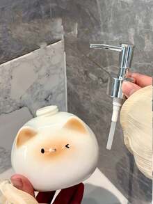 1个猫咪陶瓷慕斯闪亮瓶，创意可爱猫咪麦克风洗手台瓶，洗手液、沐浴露分装瓶，洗面奶、洗发水瓶，适合家居装饰、洗手瓶、节日装饰摆件、洗手台瓶、浴室卫生瓶、礼品赠送 - 彩色 - 查看 9