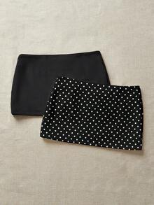 Attitoon 两件套极简性感复古黑白波点超短裙，夏季百搭，适合外出、街头风、机场造型、Y2K风格，时尚百搭 - 彩色 - 查看 2