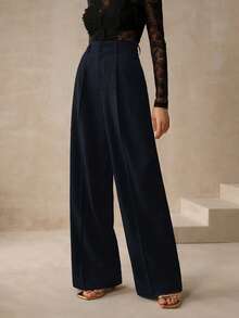 Anewsta Women's Solid Color Slant Pocket Straight Leg Dress Pants, Suitable For Work - Royal Blue - View 7