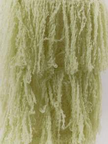 MUSERA 圆领针织流苏开衩长裙，性感夏季伊比沙岛度假可爱度假婚礼宾客秋季婚礼宾客优雅生日教堂之夜秋冬季派对长裙 - 綠色 - 查看 6