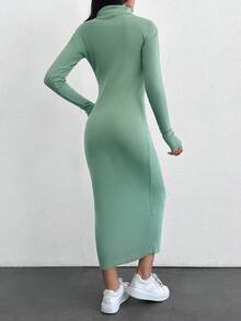 EURMUSE Solid High Neck Bodycon Jumper Dress Without Belt
