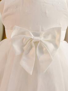 Glamorique Kids 少女花童伴娘礼服，适合婚礼、正式场合、舞台表演、钢琴演奏等。 - 白色 - 查看 1
