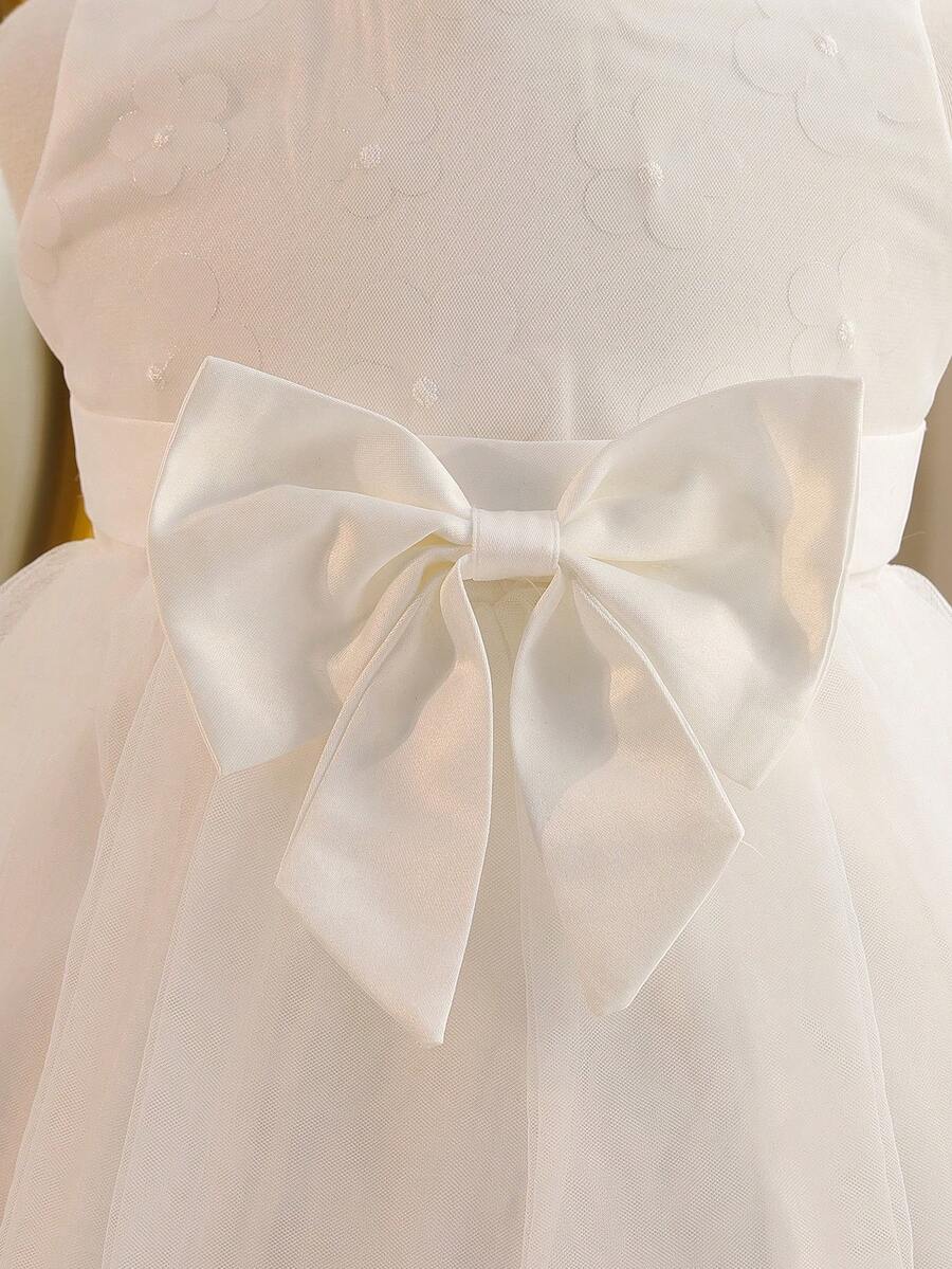 Glamorique Kids 少女花童伴娘礼服，适合婚礼、正式场合、舞台表演、钢琴演奏等。 - 白色 - 查看 1