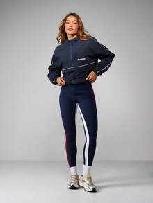 Missguided x Playboy Áo khoác gió có mũ trùm đầu và khóa kéo nửa phía trước cho các hoạt động ngoài trời thường ngày - Màu xanh lam - Xem 3