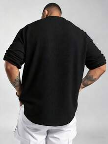 Manfinity Dauomo Vintage minimalistischer Pullover-Sweatshirt mit Altem-Münzen-Design für Herren - Schwarz - Übersicht 2