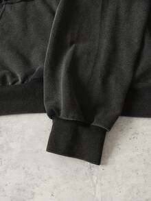 ROMWE MEN Men's Vintage Washed Hoodie With 2 In 1 Design, Loose Fit - Black - View 6