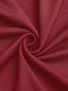Sweetra Asymmetric Hem Ruched Long Sleeve T-Shirt With Bow Shoulder Strap Decor - Burgundy - View 7